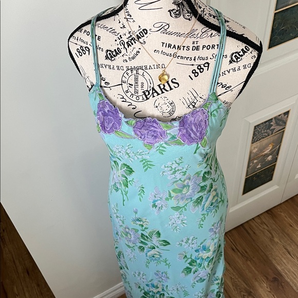 April Cornell Aqua and Lavender Floral Maxi Dress - Picture 9 of 13